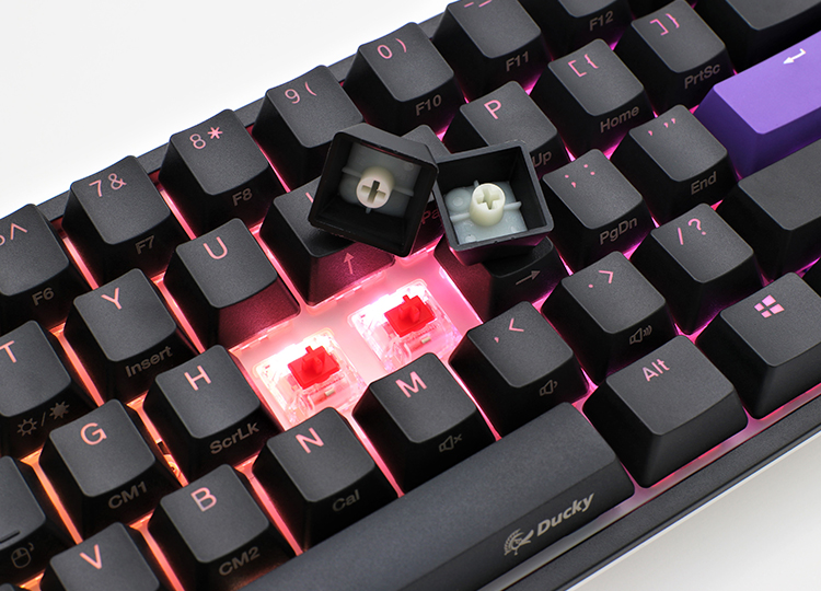 PBT double-shot seamless keycaps <br />
German Cherry MX key switches