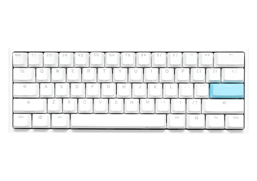 Ducky One 2 Mini 白色版機械式鍵盤- 為全白色設計，搭載德國Cherry MX 