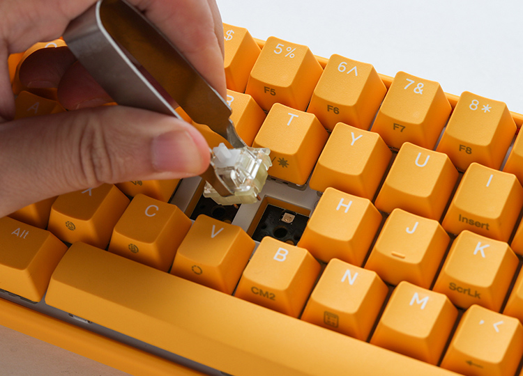 Ducky One 3系列機械鍵盤採用凱華熱插拔底座，相容於市面上99%的三腳、五腳軸體，不需要電烙鐵以及吸錫器等工具，便可透過One 3附贈的拔軸器，輕鬆實現不同區域、不同軸體的極致手感，大幅降低了鍵盤換軸的困難度，想體驗不同的軸體就趁現在！