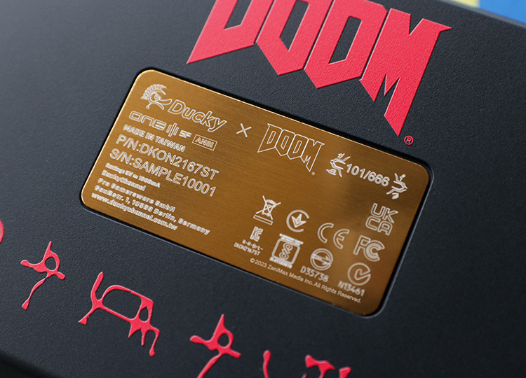 Ducky x DOOM One 3 SF Limited Edition is available only in 666 pcs for the ANSI and 666 pcs for the ISO layouts. Limited numbers are laser engraved on the golden plate. Embrace the might of the Slayer and seize control to conquer the demons.<br />
<br />
With its rarity on a global scale, this keyboard's unique features enhance its appeal to collectors, elevating its intrinsic value.